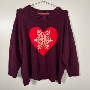 Plum Heart Sweater Snowflake In Every Story Plus 3X Holiday Winter